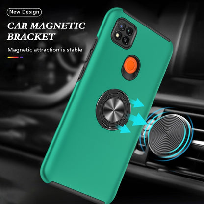 For Xiaomi Redmi 9C PC + TPU Shockproof Magnetic Protective Case with Invisible Ring Holder(Dark Green) - Xiaomi Cases by buy2fix | Online Shopping UK | buy2fix