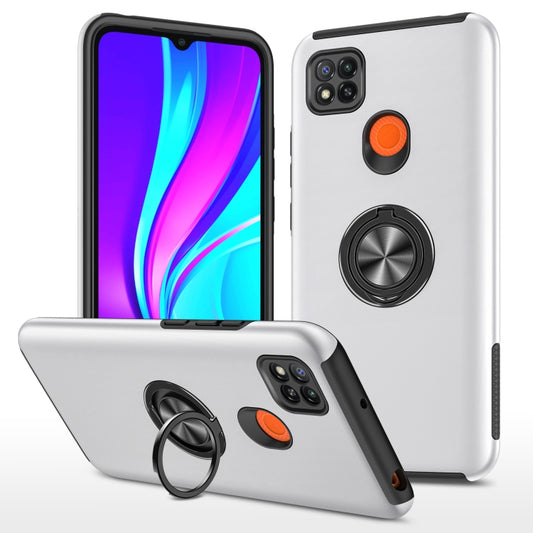 For Xiaomi Redmi 9C PC + TPU Shockproof Magnetic Protective Case with Invisible Ring Holder(Silver) - Xiaomi Cases by buy2fix | Online Shopping UK | buy2fix