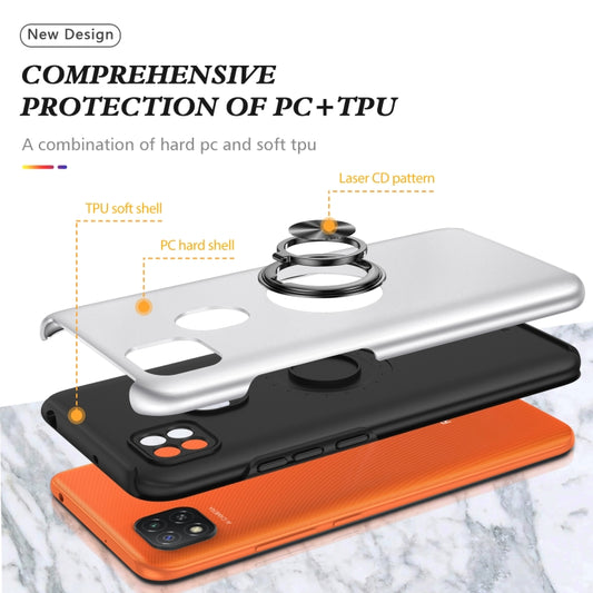 For Xiaomi Redmi 9C PC + TPU Shockproof Magnetic Protective Case with Invisible Ring Holder(Silver) - Xiaomi Cases by buy2fix | Online Shopping UK | buy2fix