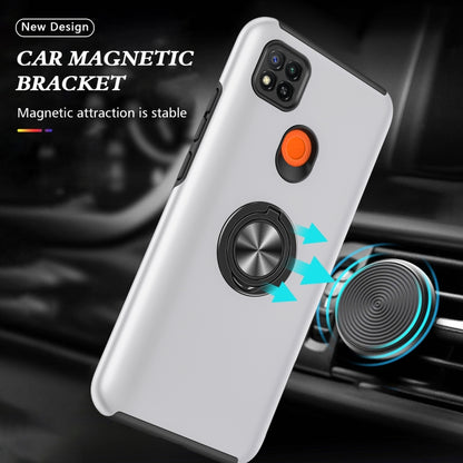 For Xiaomi Redmi 9C PC + TPU Shockproof Magnetic Protective Case with Invisible Ring Holder(Silver) - Xiaomi Cases by buy2fix | Online Shopping UK | buy2fix