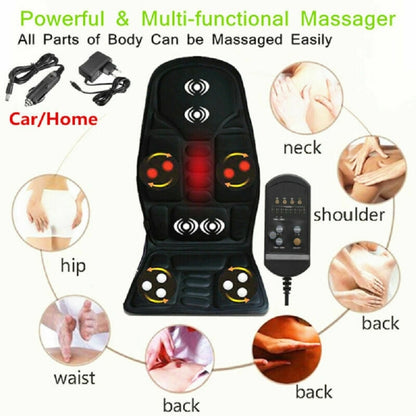 7 Massage Heads 8 Modes Car / Household Multifunctional Whole Body Cervical Massage Seat Cushion, Plug Type:UK Plug(Black) by buy2fix