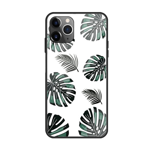 For iPhone 11 Colorful Painted Glass Case(Banana Leaf) - iPhone 11 Cases by buy2fix | Online Shopping UK | buy2fix