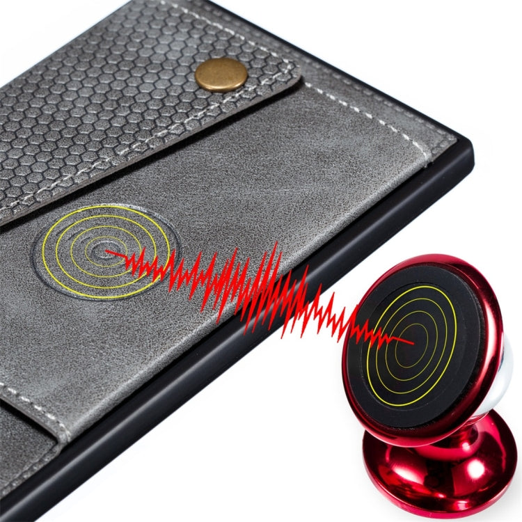 For OnePlus 7T Shockproof Magnetic PU + TPU Protective Case with Card Slots(Grey) - OnePlus Cases by buy2fix | Online Shopping UK | buy2fix