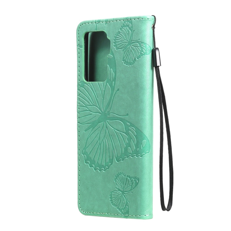 For OPPO A94 5G / F19 Pro / Reno 5F Pressed Printing Butterfly Pattern Horizontal Flip PU Leather Case with Holder & Card Slots & Wallet & Lanyard(Green) by buy2fix
