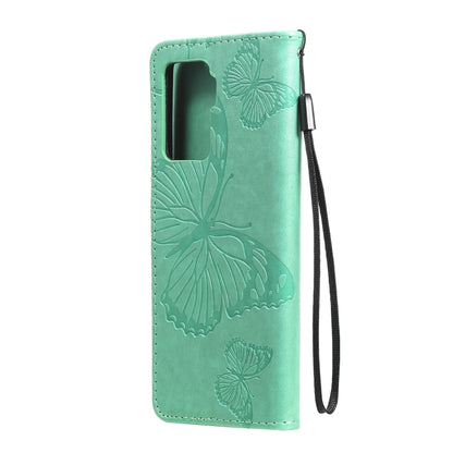 For OPPO A94 5G / F19 Pro / Reno 5F Pressed Printing Butterfly Pattern Horizontal Flip PU Leather Case with Holder & Card Slots & Wallet & Lanyard(Green) by buy2fix