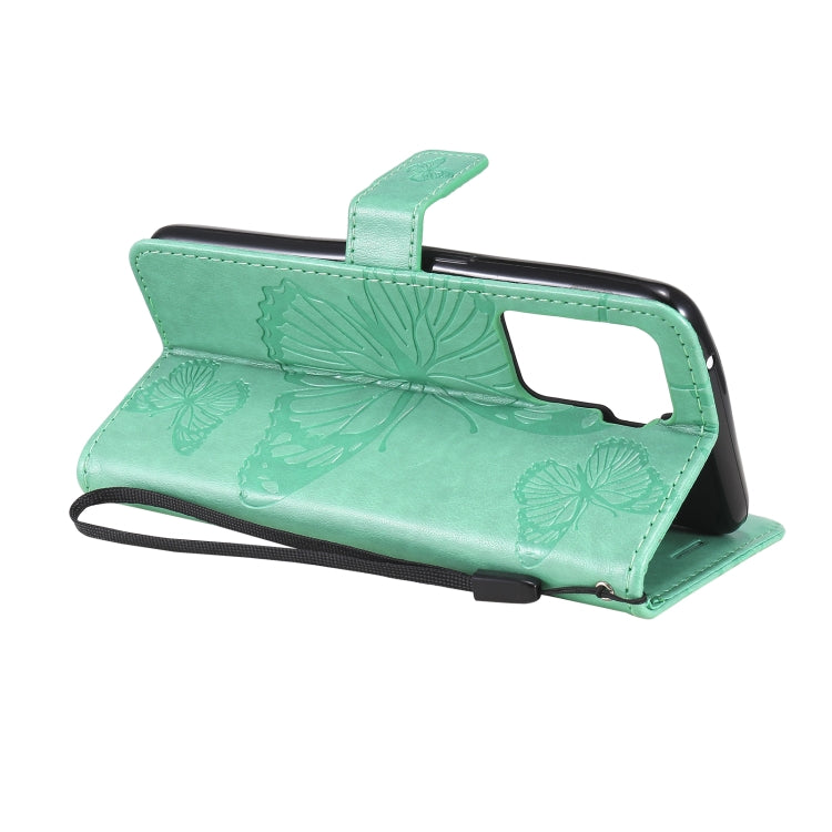 For OPPO A94 5G / F19 Pro / Reno 5F Pressed Printing Butterfly Pattern Horizontal Flip PU Leather Case with Holder & Card Slots & Wallet & Lanyard(Green) by buy2fix
