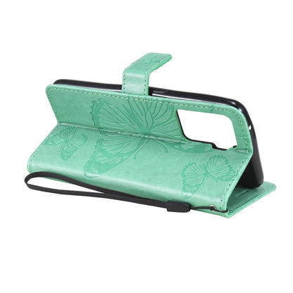 For OPPO A94 5G / F19 Pro / Reno 5F Pressed Printing Butterfly Pattern Horizontal Flip PU Leather Case with Holder & Card Slots & Wallet & Lanyard(Green) by buy2fix