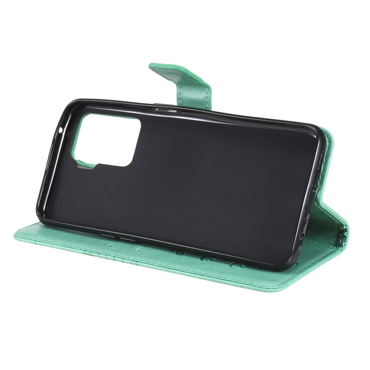 For OPPO A94 5G / F19 Pro / Reno 5F Pressed Printing Butterfly Pattern Horizontal Flip PU Leather Case with Holder & Card Slots & Wallet & Lanyard(Green) by buy2fix