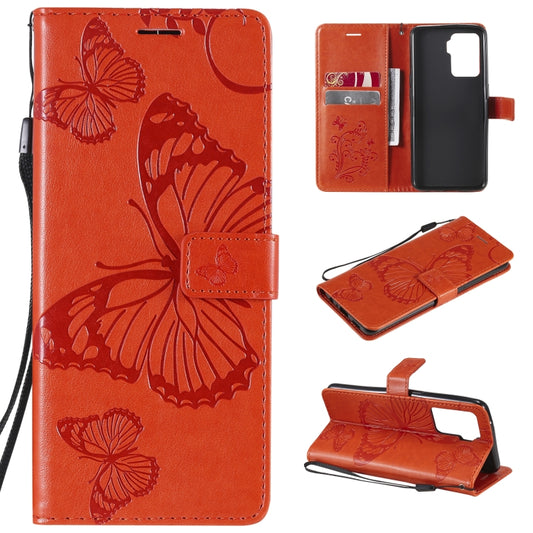 For OPPO A94 5G / F19 Pro / Reno 5F Pressed Printing Butterfly Pattern Horizontal Flip PU Leather Case with Holder & Card Slots & Wallet & Lanyard(Orange) by buy2fix