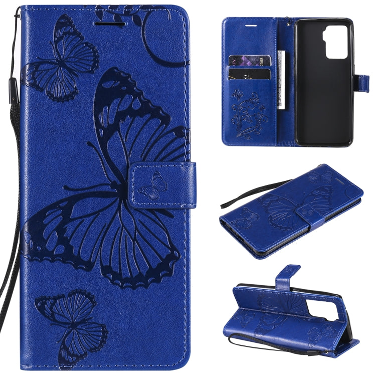 For OPPO A94 5G / F19 Pro / Reno 5F Pressed Printing Butterfly Pattern Horizontal Flip PU Leather Case with Holder & Card Slots & Wallet & Lanyard(Blue) by buy2fix