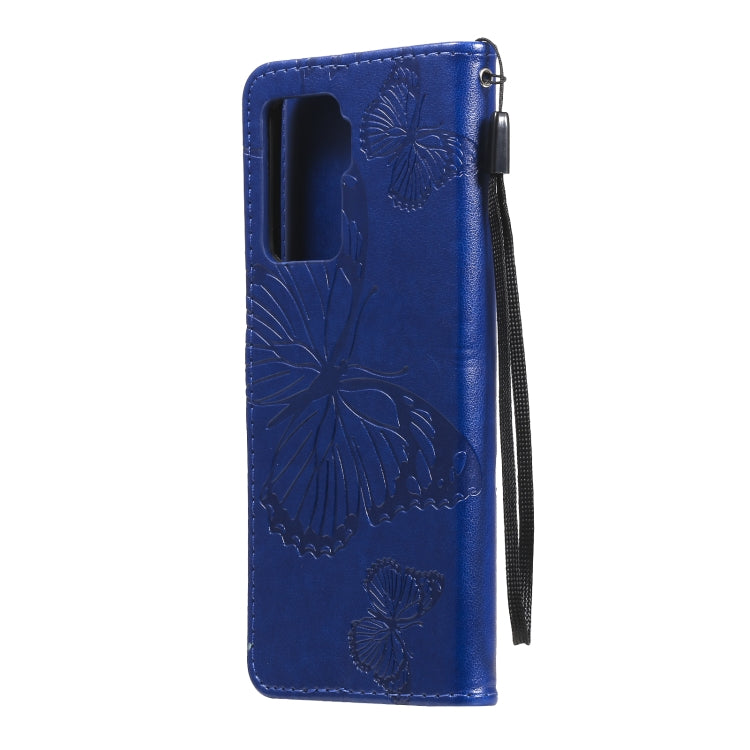 For OPPO A94 5G / F19 Pro / Reno 5F Pressed Printing Butterfly Pattern Horizontal Flip PU Leather Case with Holder & Card Slots & Wallet & Lanyard(Blue) by buy2fix