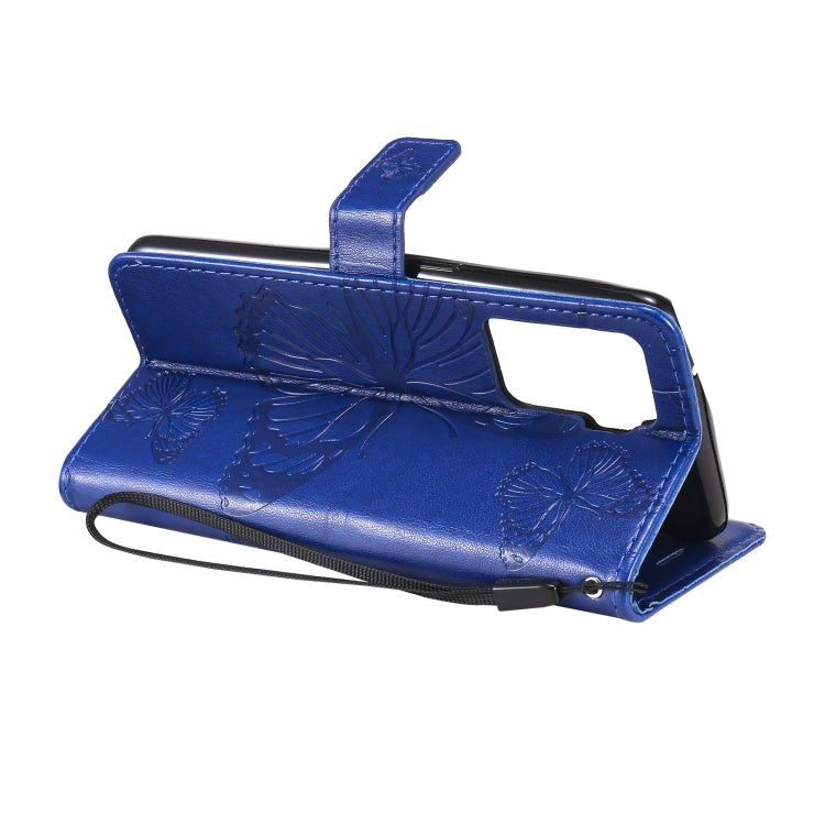 For OPPO A94 5G / F19 Pro / Reno 5F Pressed Printing Butterfly Pattern Horizontal Flip PU Leather Case with Holder & Card Slots & Wallet & Lanyard(Blue) by buy2fix