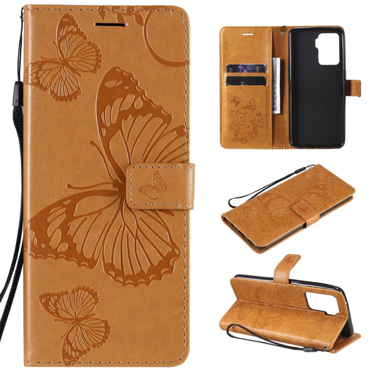 For OPPO A94 5G / F19 Pro / Reno 5F Pressed Printing Butterfly Pattern Horizontal Flip PU Leather Case with Holder & Card Slots & Wallet & Lanyard(Yellow) by buy2fix