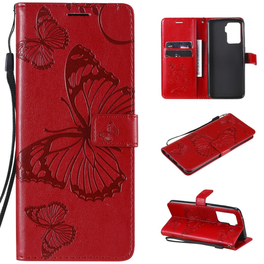 For OPPO A94 5G / F19 Pro / Reno 5F Pressed Printing Butterfly Pattern Horizontal Flip PU Leather Case with Holder & Card Slots & Wallet & Lanyard(Red) by buy2fix