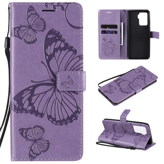 For OPPO A94 5G / F19 Pro / Reno 5F Pressed Printing Butterfly Pattern Horizontal Flip PU Leather Case with Holder & Card Slots & Wallet & Lanyard(Purple) by buy2fix