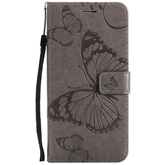 For OPPO A93 5G / A74 5G Pressed Printing Butterfly Pattern Horizontal Flip PU Leather Case with Holder & Card Slots & Wallet & Lanyard(Gray) by buy2fix