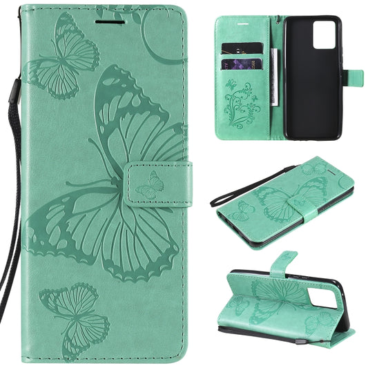 For OPPO Realme 8 Pro / Realme 8 Pressed Printing Butterfly Pattern Horizontal Flip PU Leather Case with Holder & Card Slots & Wallet & Lanyard(Green) - Realme Cases by buy2fix | Online Shopping UK | buy2fix