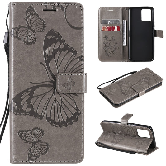 For OPPO Realme 8 Pro / Realme 8 Pressed Printing Butterfly Pattern Horizontal Flip PU Leather Case with Holder & Card Slots & Wallet & Lanyard(Gray) - Realme Cases by buy2fix | Online Shopping UK | buy2fix