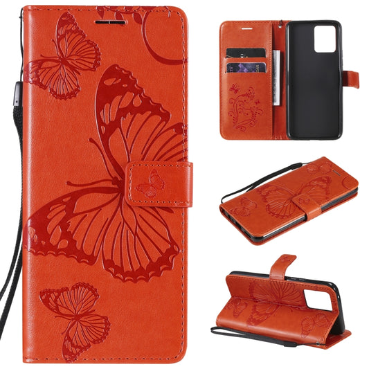 For OPPO Realme 8 Pro / Realme 8 Pressed Printing Butterfly Pattern Horizontal Flip PU Leather Case with Holder & Card Slots & Wallet & Lanyard(Orange) - Realme Cases by buy2fix | Online Shopping UK | buy2fix