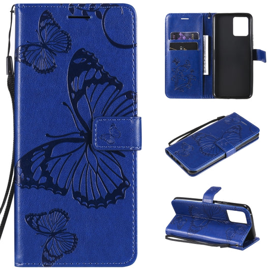 For OPPO Realme 8 Pro / Realme 8 Pressed Printing Butterfly Pattern Horizontal Flip PU Leather Case with Holder & Card Slots & Wallet & Lanyard(Blue) - Realme Cases by buy2fix | Online Shopping UK | buy2fix