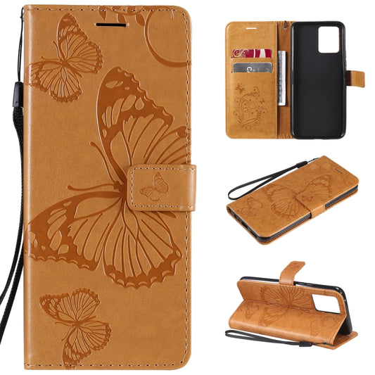 For OPPO Realme 8 Pro / Realme 8 Pressed Printing Butterfly Pattern Horizontal Flip PU Leather Case with Holder & Card Slots & Wallet & Lanyard(Yellow) - Realme Cases by buy2fix | Online Shopping UK | buy2fix