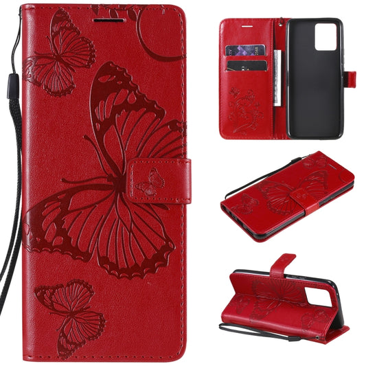 For OPPO Realme 8 Pro / Realme 8 Pressed Printing Butterfly Pattern Horizontal Flip PU Leather Case with Holder & Card Slots & Wallet & Lanyard(Red) - Realme Cases by buy2fix | Online Shopping UK | buy2fix