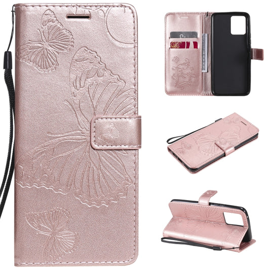 For OPPO Realme 8 Pro / Realme 8 Pressed Printing Butterfly Pattern Horizontal Flip PU Leather Case with Holder & Card Slots & Wallet & Lanyard(Rose Gold) - Realme Cases by buy2fix | Online Shopping UK | buy2fix