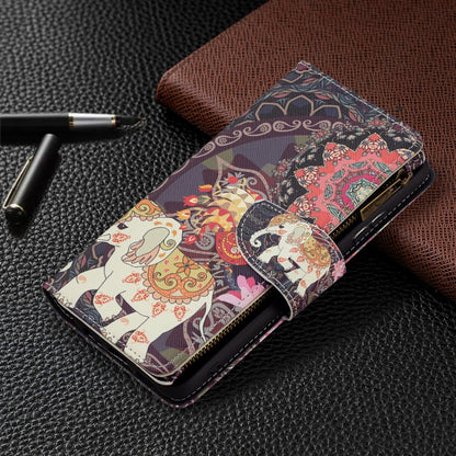 For Samsung Galaxy A22 5G Colored Drawing Pattern Zipper Horizontal Flip Leather Case with Holder & Card Slots & Wallet(Flower Elephants) by buy2fix