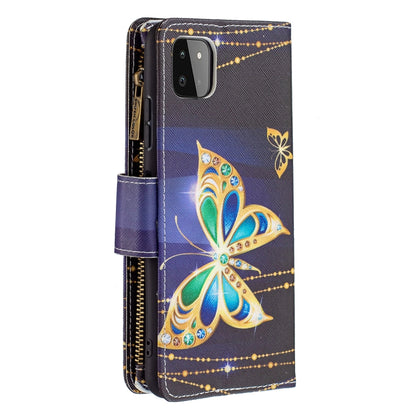 For Samsung Galaxy A22 5G Colored Drawing Pattern Zipper Horizontal Flip Leather Case with Holder & Card Slots & Wallet(Big Butterfly) by buy2fix