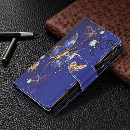 For Samsung Galaxy A22 5G Colored Drawing Pattern Zipper Horizontal Flip Leather Case with Holder & Card Slots & Wallet(Purple Butterfly) by buy2fix