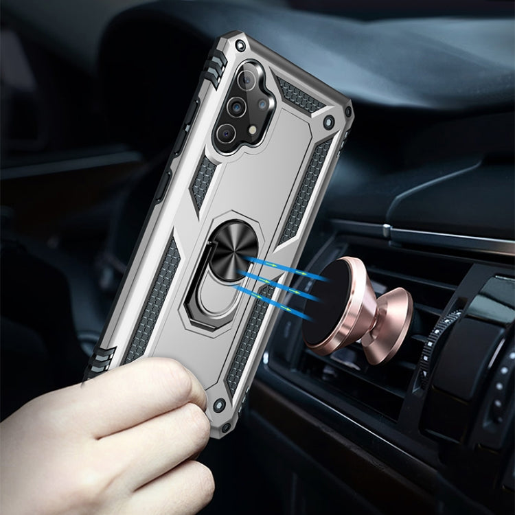 For Samsung Galaxy A32 4G Shockproof TPU + PC Protective Case with 360 Degree Rotating Holder(Silver) by buy2fix