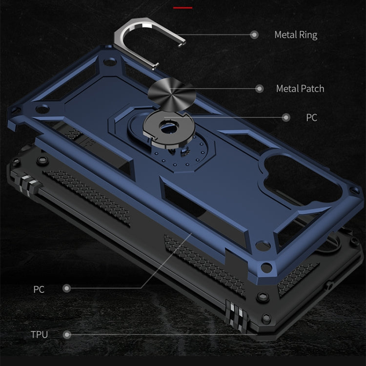 For Samsung Galaxy A32 4G Shockproof TPU + PC Protective Case with 360 Degree Rotating Holder(Blue) by buy2fix