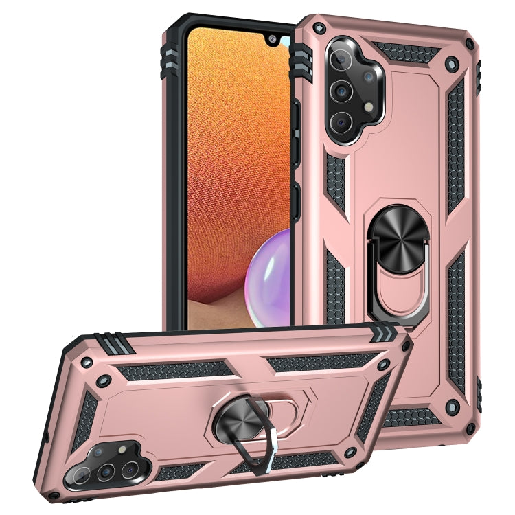 For Samsung Galaxy A32 4G Shockproof TPU + PC Protective Case with 360 Degree Rotating Holder(Rose Gold) by buy2fix