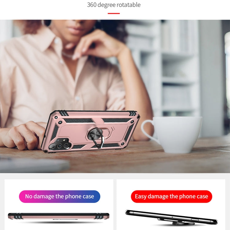 For Samsung Galaxy A32 4G Shockproof TPU + PC Protective Case with 360 Degree Rotating Holder(Rose Gold) by buy2fix