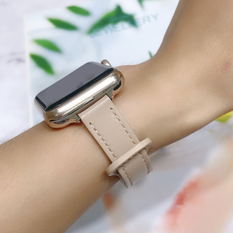 Double Nail Leather Watch Band For Apple Watch Series 7 45mm / 6 & SE & 5 & 4 44mm / 3 & 2 & 1 42mm(Warm Brown) by buy2fix