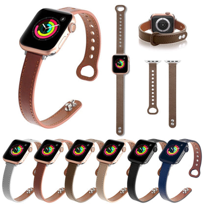 Double Nail Leather Watch Band For Apple Watch Series 7 45mm / 6 & SE & 5 & 4 44mm / 3 & 2 & 1 42mm(Warm Brown) by buy2fix