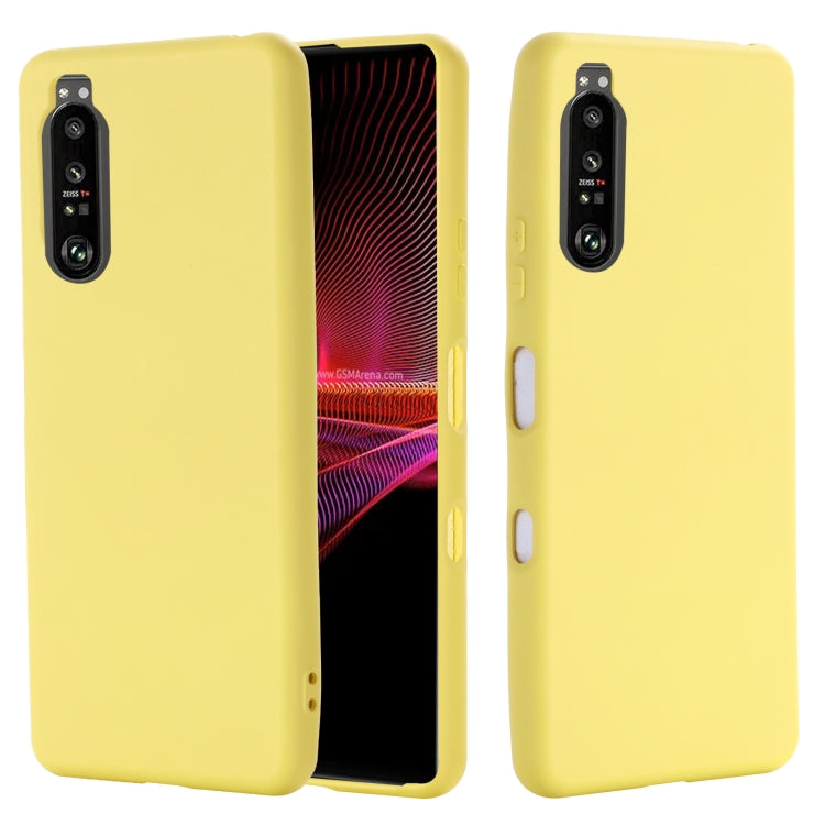 For Sony Xperia 1 III Pure Color Liquid Silicone Shockproof Full Coverage Case(Yellow) by buy2fix