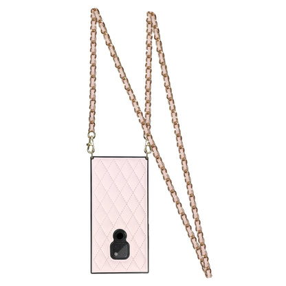 For Huawei Mate 20 Elegant Rhombic Pattern Microfiber Leather +TPU Shockproof Case with Crossbody Strap Chain(Pink) - Huawei Cases by buy2fix | Online Shopping UK | buy2fix