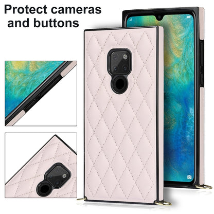 For Huawei Mate 20 Elegant Rhombic Pattern Microfiber Leather +TPU Shockproof Case with Crossbody Strap Chain(Pink) - Huawei Cases by buy2fix | Online Shopping UK | buy2fix