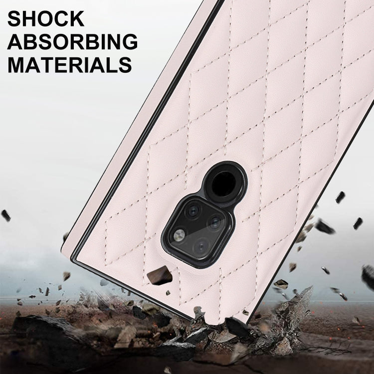 For Huawei Mate 20 Elegant Rhombic Pattern Microfiber Leather +TPU Shockproof Case with Crossbody Strap Chain(Pink) - Huawei Cases by buy2fix | Online Shopping UK | buy2fix
