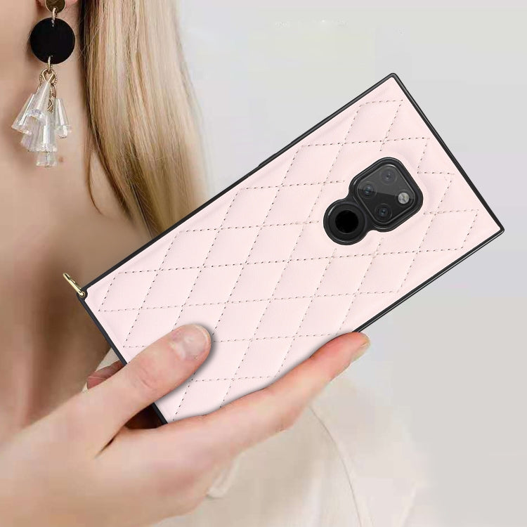 For Huawei Mate 20 Elegant Rhombic Pattern Microfiber Leather +TPU Shockproof Case with Crossbody Strap Chain(Pink) - Huawei Cases by buy2fix | Online Shopping UK | buy2fix