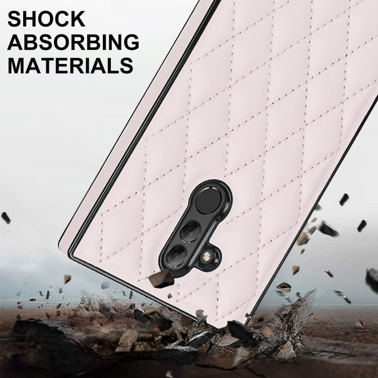 For Huawei Mate 20 Lite Elegant Rhombic Pattern Microfiber Leather +TPU Shockproof Case with Crossbody Strap Chain(Pink) - Huawei Cases by buy2fix | Online Shopping UK | buy2fix