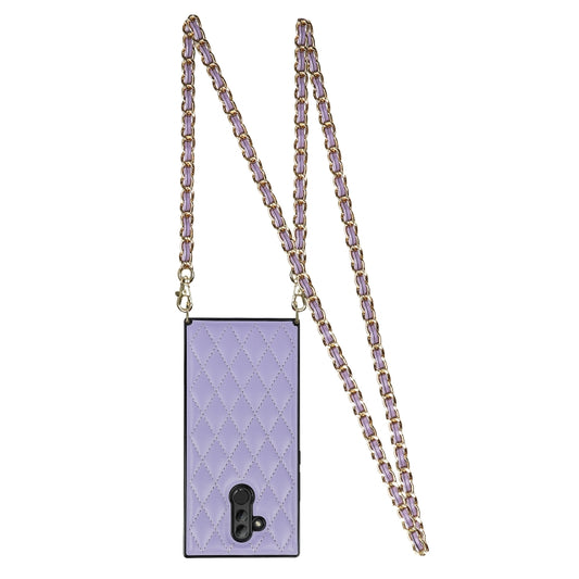 For Huawei Mate 20 Lite Elegant Rhombic Pattern Microfiber Leather +TPU Shockproof Case with Crossbody Strap Chain(Purple) - Huawei Cases by buy2fix | Online Shopping UK | buy2fix