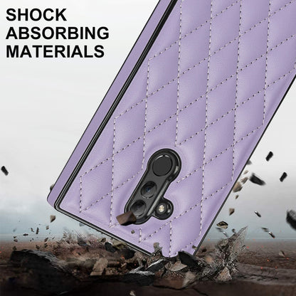 For Huawei Mate 20 Lite Elegant Rhombic Pattern Microfiber Leather +TPU Shockproof Case with Crossbody Strap Chain(Purple) - Huawei Cases by buy2fix | Online Shopping UK | buy2fix