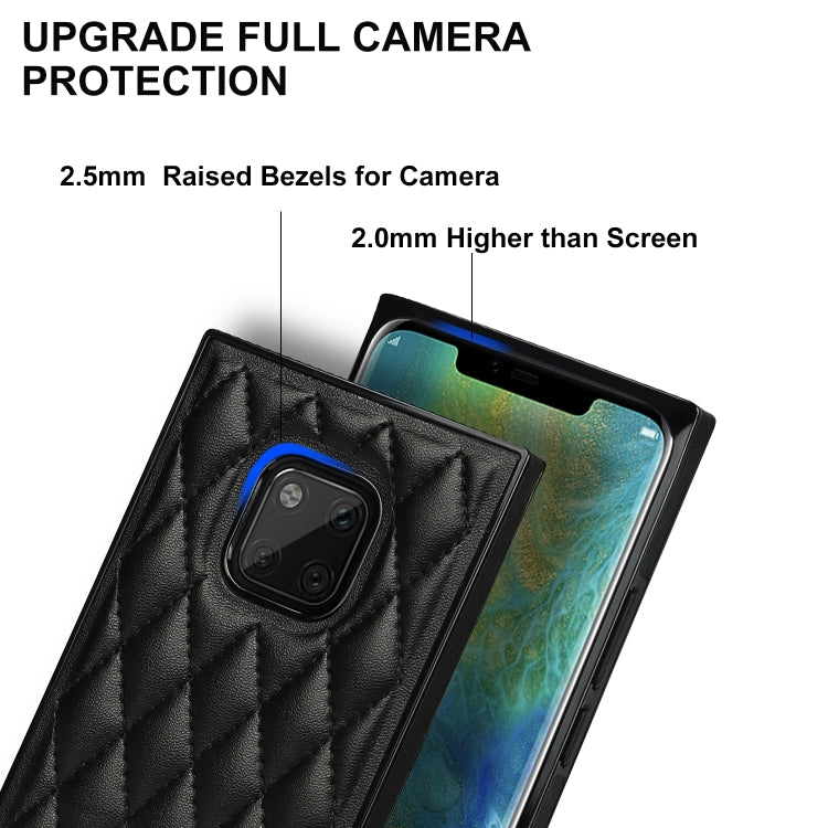 For Huawei Mate 20 Pro Elegant Rhombic Pattern Microfiber Leather +TPU Shockproof Case with Crossbody Strap Chain(Black) - Huawei Cases by buy2fix | Online Shopping UK | buy2fix