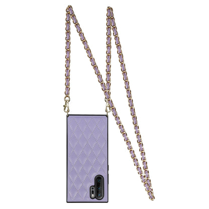 For Huawei P30 Pro Elegant Rhombic Pattern Microfiber Leather +TPU Shockproof Case with Crossbody Strap Chain(Purple) - Huawei Cases by buy2fix | Online Shopping UK | buy2fix