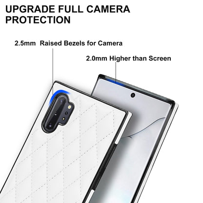 For Samsung Galaxy Note10+ Elegant Rhombic Pattern Microfiber Leather +TPU Shockproof Case with Crossbody Strap Chain(White) by buy2fix