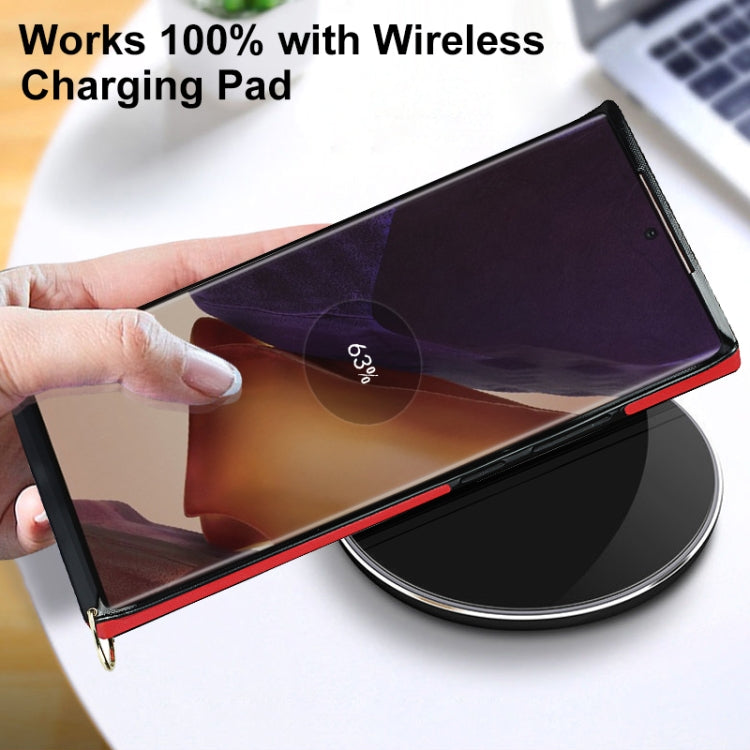 For Samsung Galaxy Note20 Ultra Elegant Rhombic Pattern Microfiber Leather +TPU Shockproof Case with Crossbody Strap Chain(Red) by buy2fix