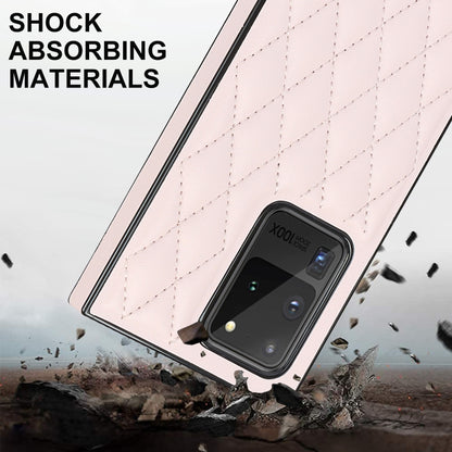 For Samsung Galaxy S20 Ultra Elegant Rhombic Pattern Microfiber Leather +TPU Shockproof Case with Crossbody Strap Chain(Pink) by buy2fix