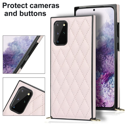 For Samsung Galaxy S20 Elegant Rhombic Pattern Microfiber Leather +TPU Shockproof Case with Crossbody Strap Chain(Pink) by buy2fix